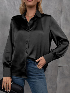 High-end Satin Solid Color Loose Shirt 
