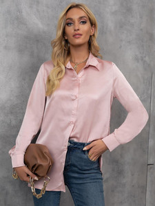 Solid Color Cardigan Long Sleeve Shirt 