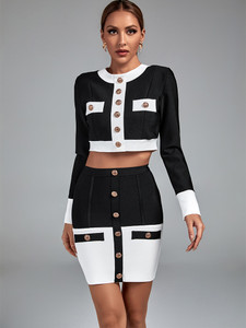 Long Sleeve Bandage Two Piece Set 