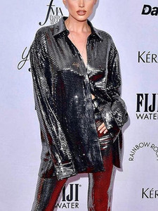  Long Sleeve Sliver Fashion Satin Blouses 