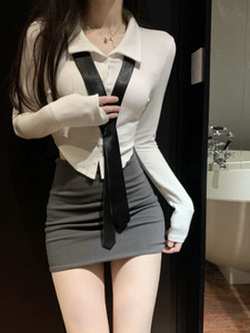 Bodycon Suit Long Sleeve Crop Shirt 