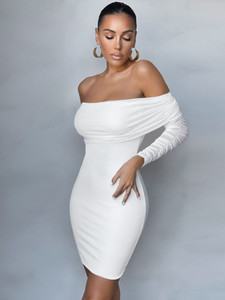 Bodycon Women Off Shoulder Sexy Party Dress Club Outfits