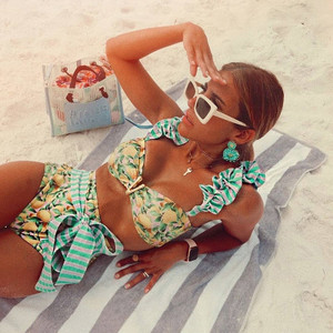 Push-Up Padded Bra Ruffles Bandage Bikini Set Swimsuit 