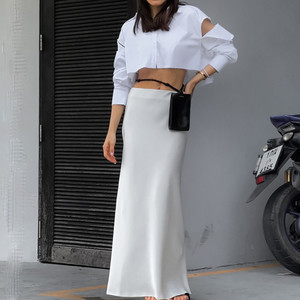 Boho Inspired white satin maxi skirt 