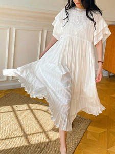 Boho Inspired white cotton summer dress ..