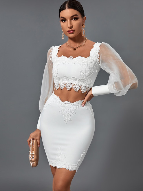 Lace Two Piece Bandage Dress .,