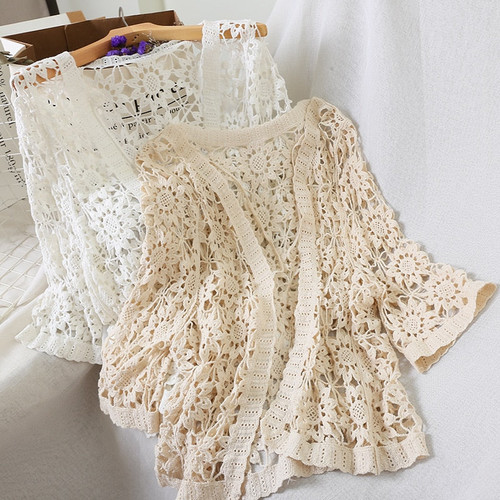 Hollow Out Cardigans Crochet Top Summer Shirt