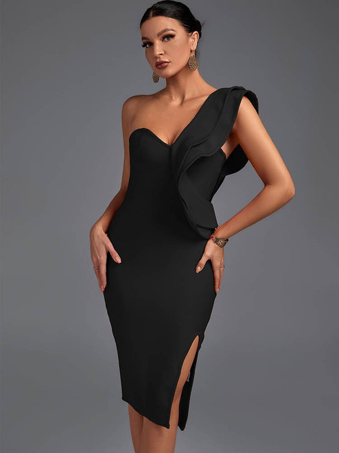 Ruffle Bandage Dress .,..