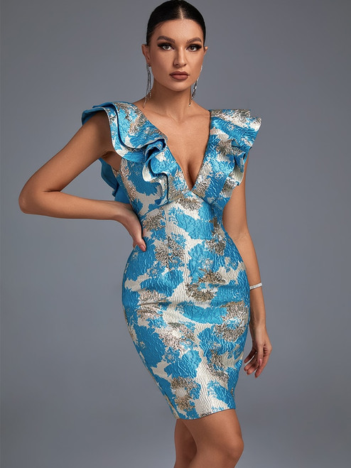 Jacquard Ruffle Party Dress...