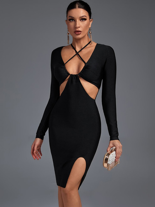 Long Sleeve Bandage Dress ...,