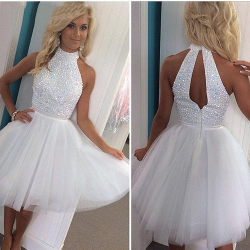 Sparkly White Homecoming Dress 