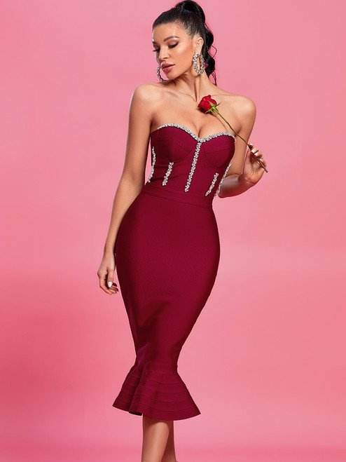  Crystal Embellished Mermaid Evening Birthday Club Outfit 