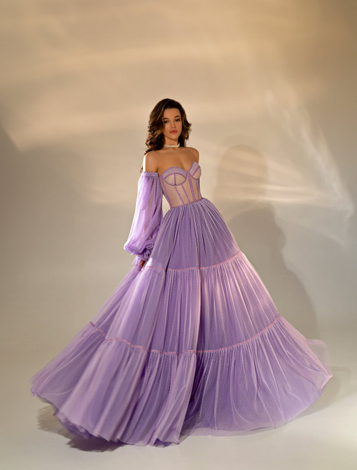 Removable Full Sleeves A Line Floor Length Sweetheart Strapless Evening Gowns